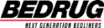 Bedrug logo featuring a red line against a black background.