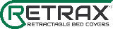 Green and black RETRAX logo with stylized R and Retractable Bed Covers tagline