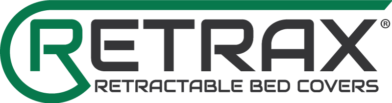 Green and black RETRAX logo with stylized R and Retractable Bed Covers tagline